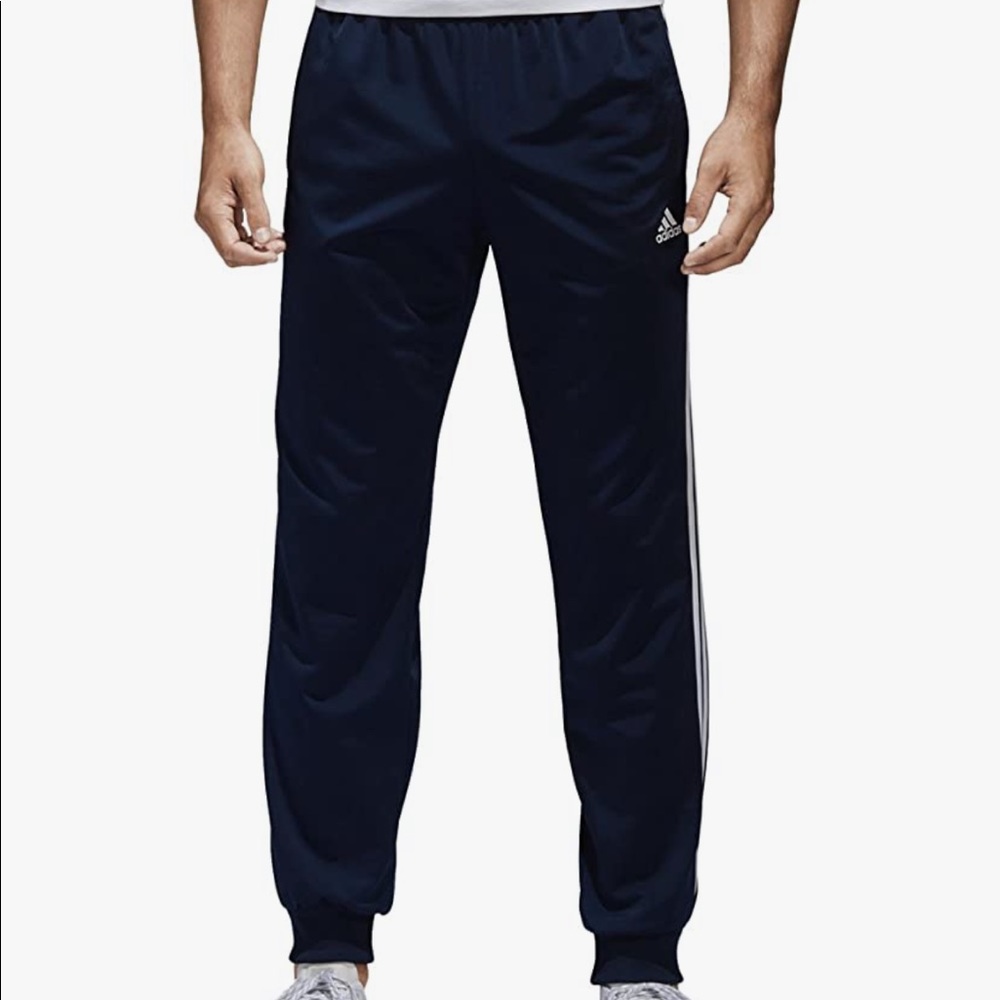 Adidas Men's Athletics Tricot 3 Stripe Tapered Pant Brand New Navy Blue